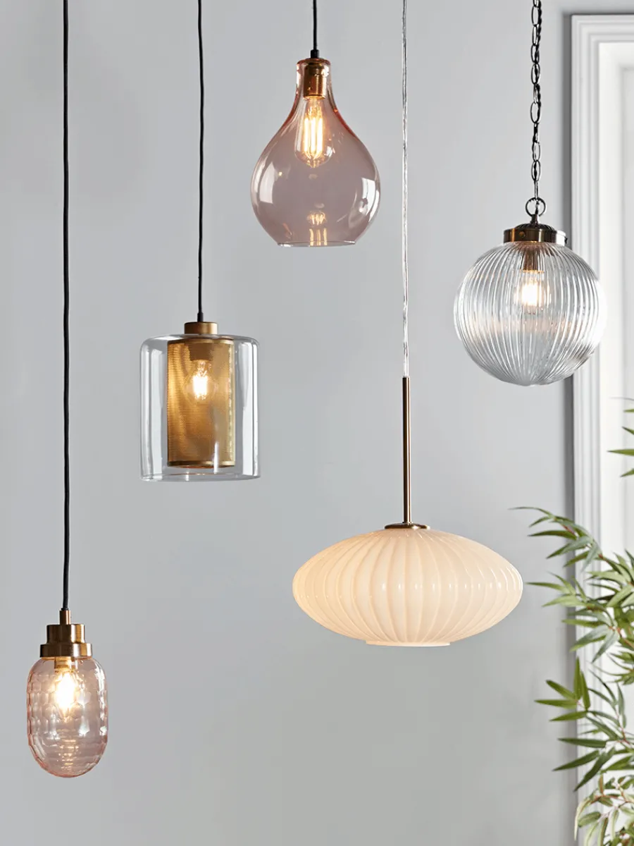 Cox & Cox Pendants<Fluted Milky Glass Pendant - Oval