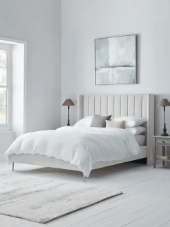Cox & Cox Beds, Headboards & Mattresses<Fluted Velvet Super King Bed - Soft Grey