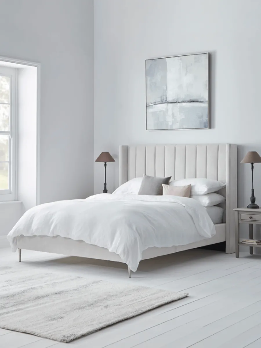 Cox & Cox Beds, Headboards & Mattresses<Fluted Velvet Super King Bed - Soft Grey