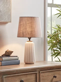 Cox & Cox Table Lamps<Fluted White Table Lamp