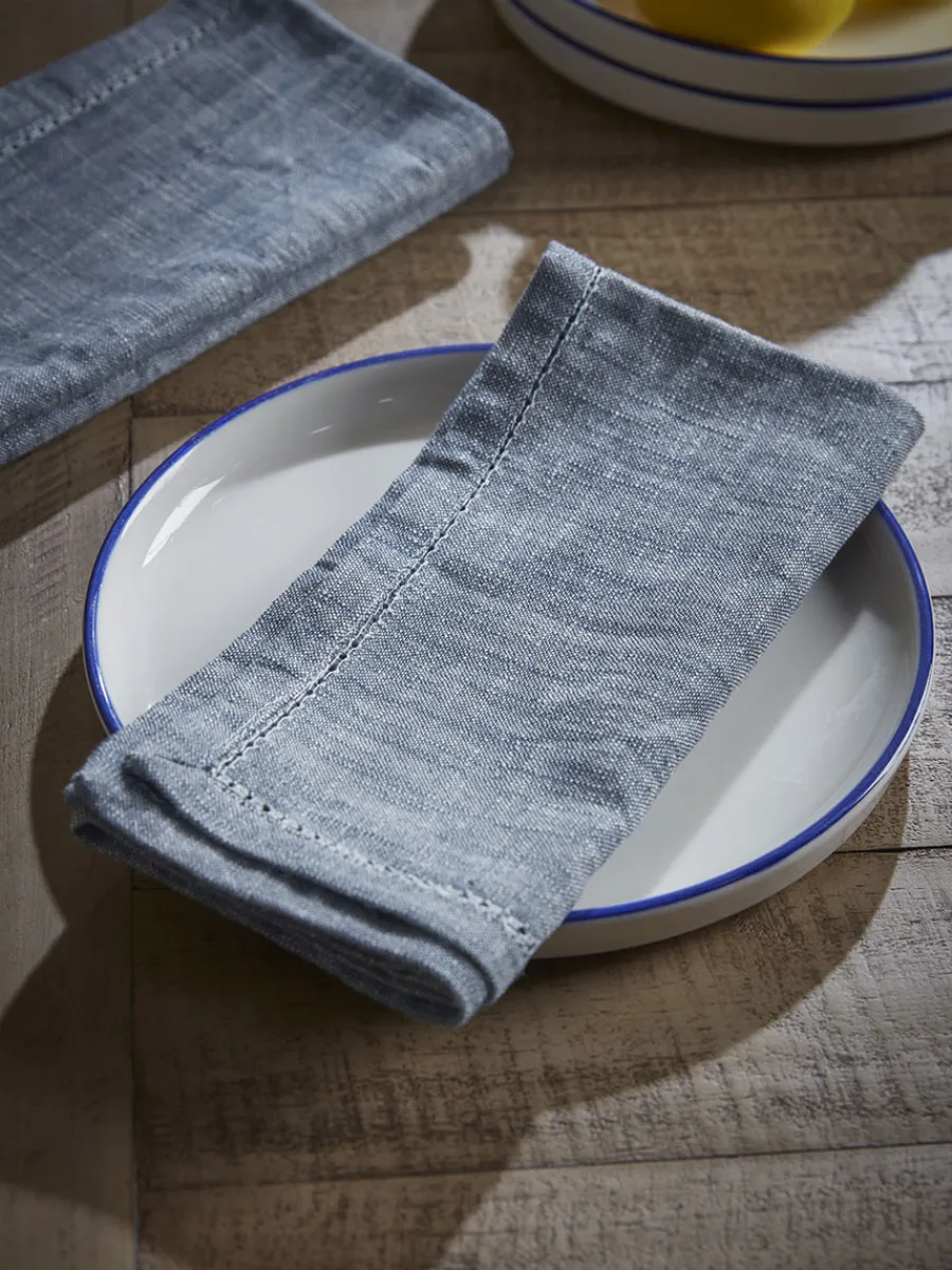 Cox & Cox Kitchen Accessories & Tableware<Four Cotton Napkins - Slate Blue