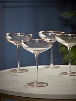 Cox & Cox Kitchen Accessories & Tableware|Glassware<Four Gold & Blush Champagne Coupes