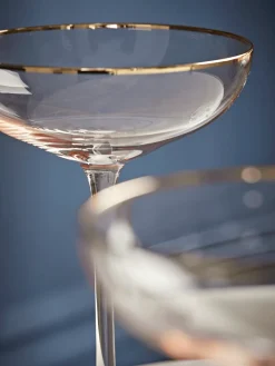 Cox & Cox Kitchen Accessories & Tableware|Glassware<Four Gold & Blush Champagne Coupes