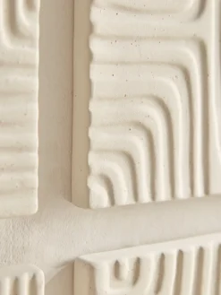 Cox & Cox Wall Art<Four Textured Wall Art Tiles