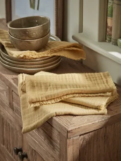 Cox & Cox Kitchen Accessories & Tableware<Four Waffle Napkins - Ochre
