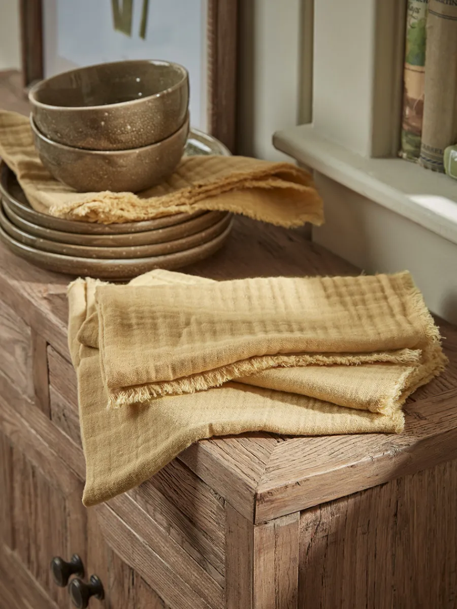 Cox & Cox Kitchen Accessories & Tableware<Four Waffle Napkins - Ochre