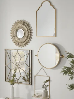 Cox & Cox Round Mirrors|Bathroom Mirrors<French Round Wall Mirror - Brass