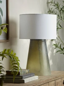 Cox & Cox Table Lamps<Frosted Green Glass Table Lamp