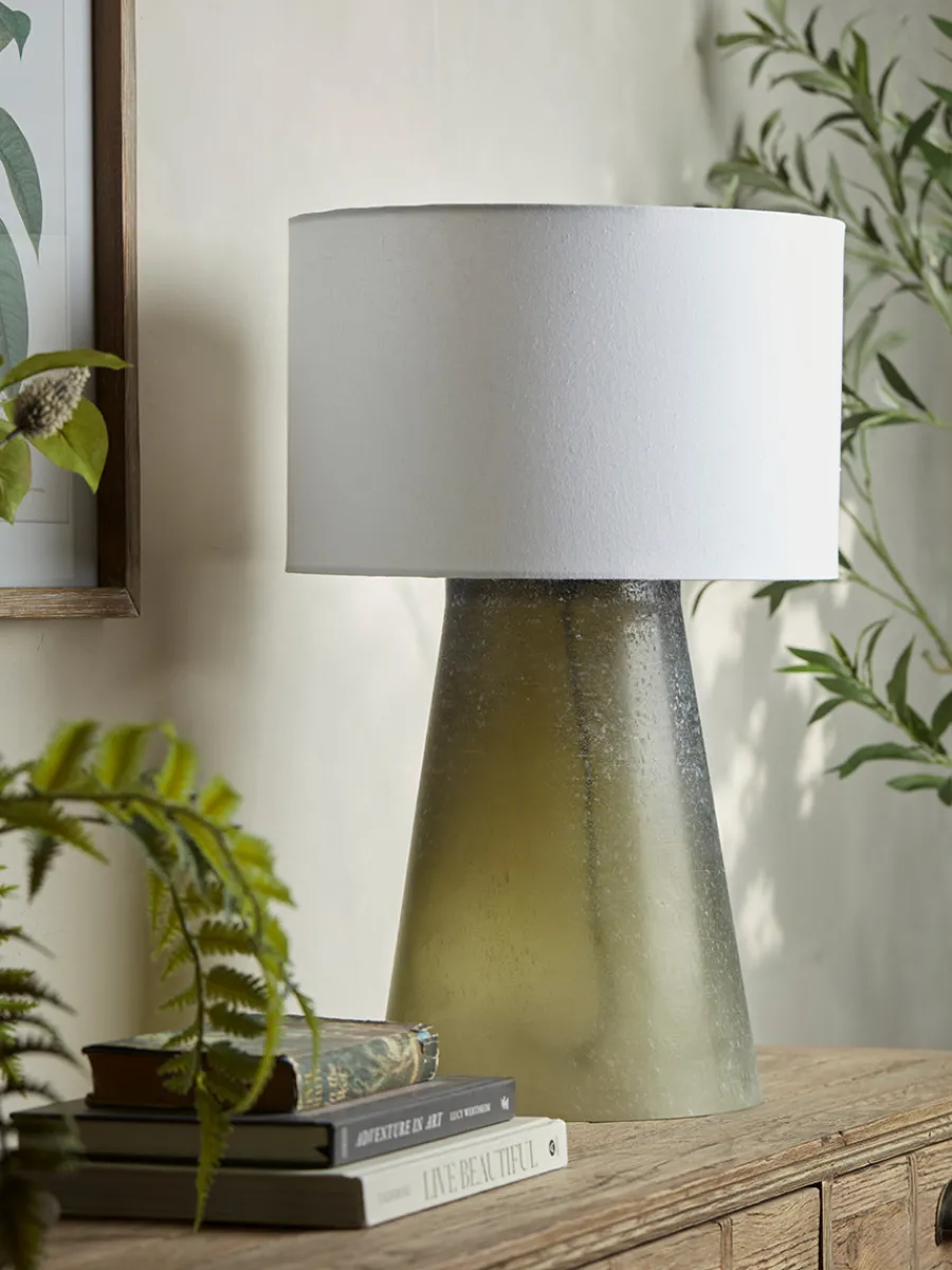 Cox & Cox Table Lamps<Frosted Green Glass Table Lamp