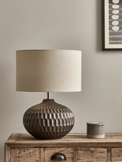 Cox & Cox Table Lamps<Geometric Textured Table Lamp - Bronze