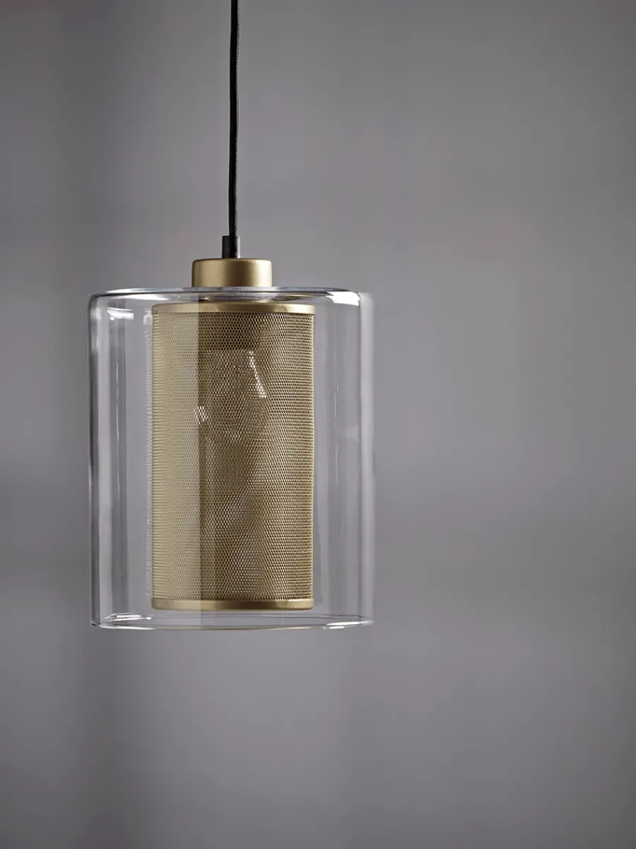 Cox & Cox Pendants<Glass & Brass Mesh Pendant