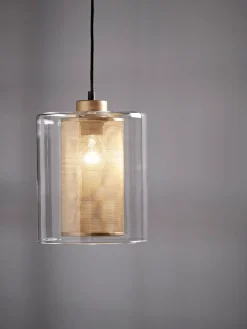 Cox & Cox Pendants<Glass & Brass Mesh Pendant