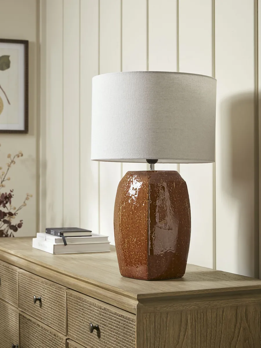 Cox & Cox Table Lamps|Bedside Lights<Glazed Burnt Orange Table Lamp