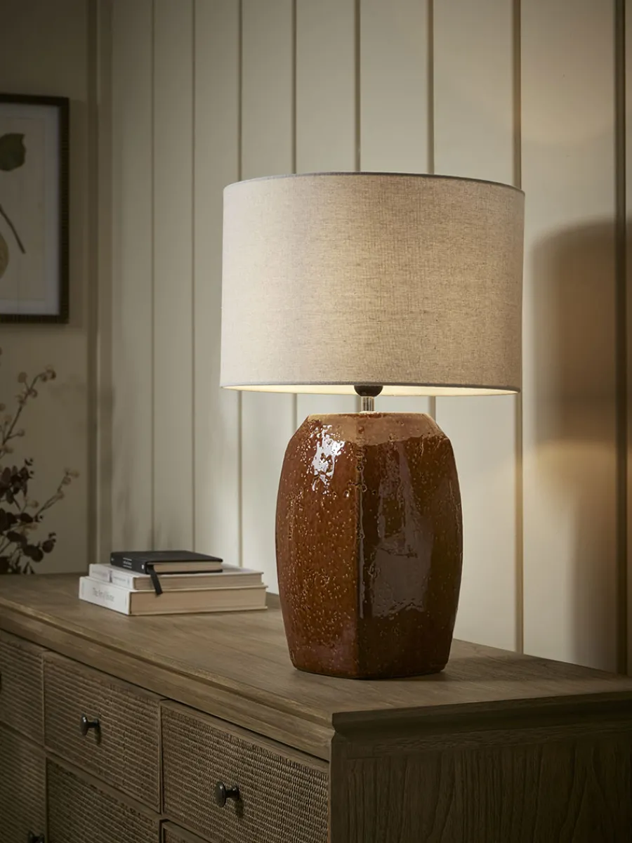 Cox & Cox Table Lamps|Bedside Lights<Glazed Burnt Orange Table Lamp