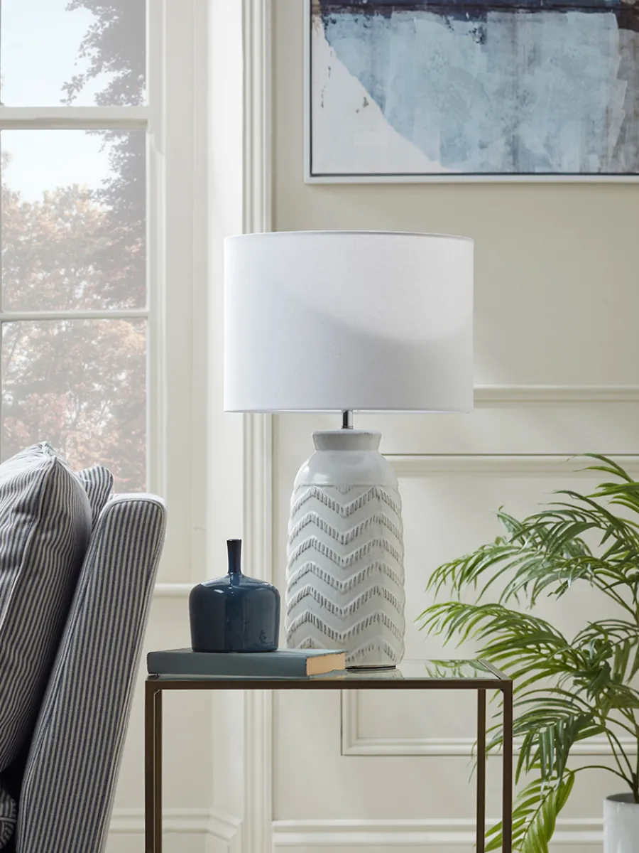 Cox & Cox Table Lamps<Glazed Chevron Table Lamp