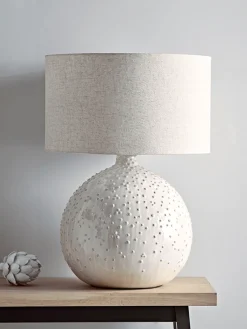 Cox & Cox Table Lamps<Glazed Dots Table Lamp - White