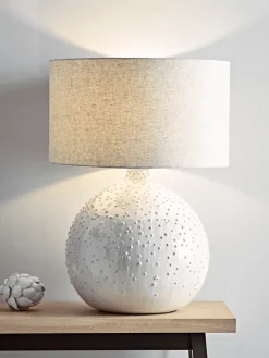 Cox & Cox Table Lamps<Glazed Dots Table Lamp - White