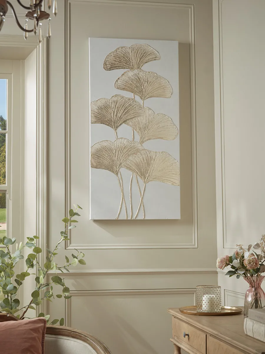 Cox & Cox Wall Art<Golden Gingko Leaf Canvas