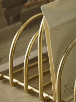 Cox & Cox Kitchen Accessories & Tableware<Golden Metal Storage Rack