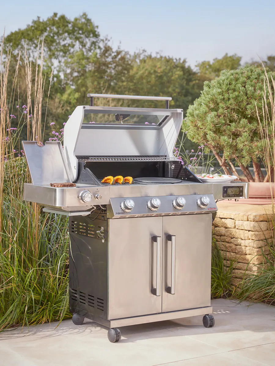 Cox & Cox Outdoor Cooking<Gourmet Gas & Charcoal Stainless Steel BBQ - 4 Burner