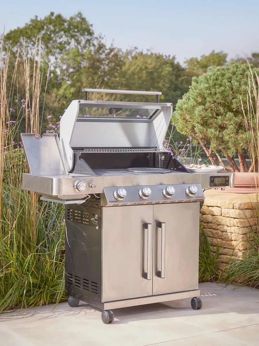 Cox & Cox Outdoor Cooking<Gourmet Gas & Charcoal Stainless Steel BBQ - 4 Burner