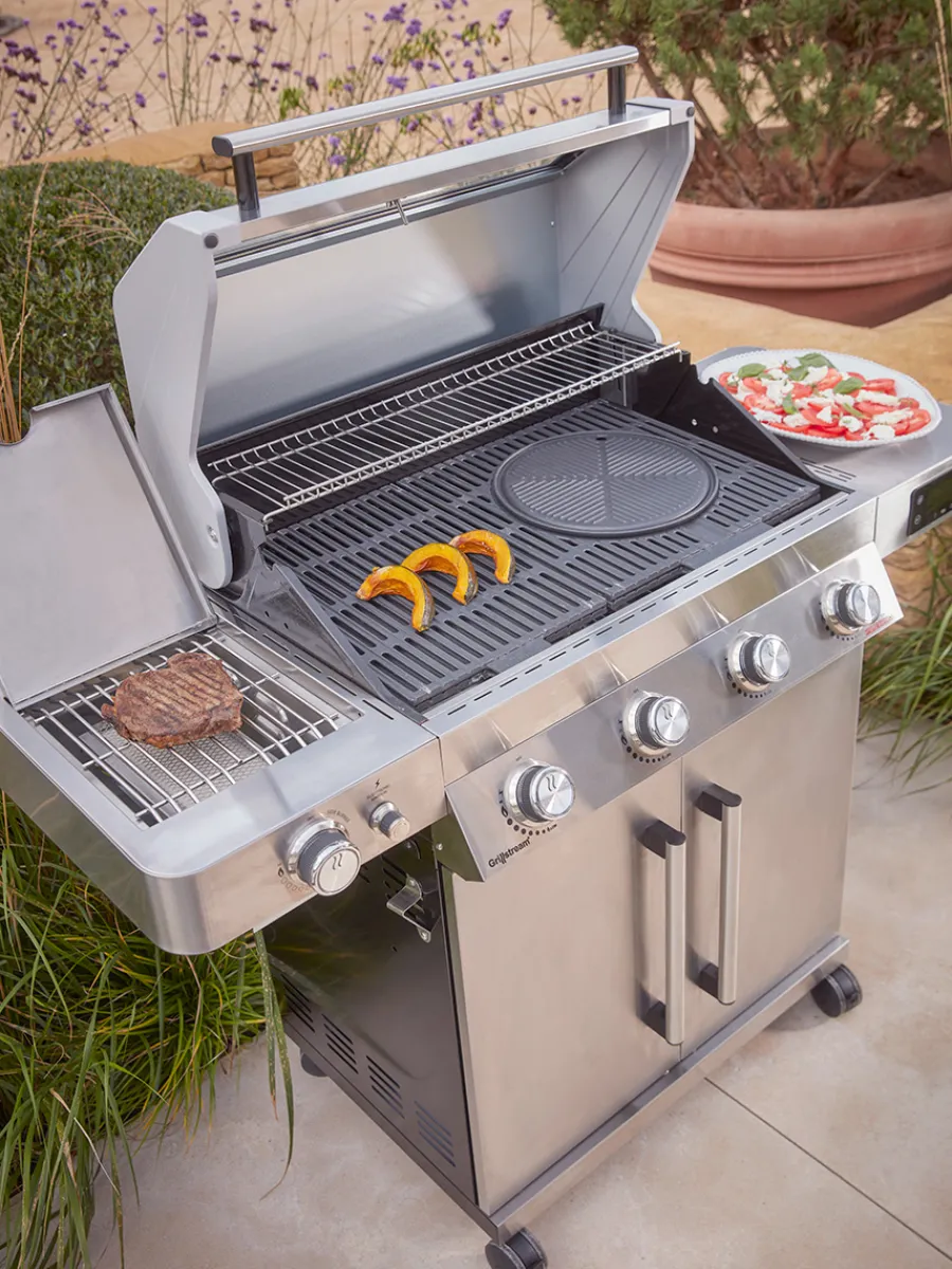 Cox & Cox Outdoor Cooking<Gourmet Gas & Charcoal Stainless Steel BBQ - 4 Burner