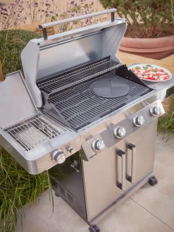 Cox & Cox Outdoor Cooking<Gourmet Gas & Charcoal Stainless Steel BBQ - 4 Burner