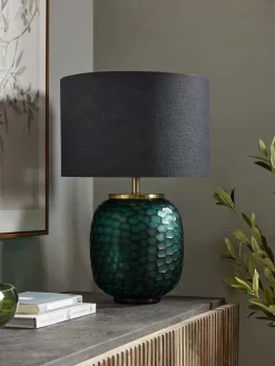 Cox & Cox Table Lamps|Bedside Lights<Green Cut Glass Table lamp