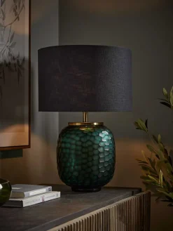 Cox & Cox Table Lamps|Bedside Lights<Green Cut Glass Table lamp