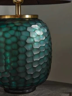 Cox & Cox Table Lamps|Bedside Lights<Green Cut Glass Table lamp