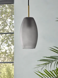 Cox & Cox Pendants<Grey Ombre Frosted Glass Pendant