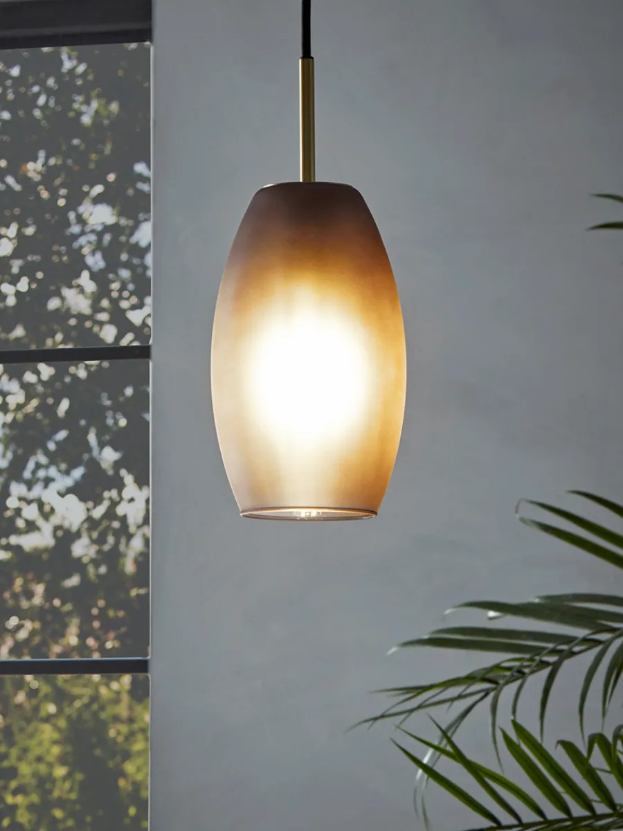 Cox & Cox Pendants<Grey Ombre Frosted Glass Pendant