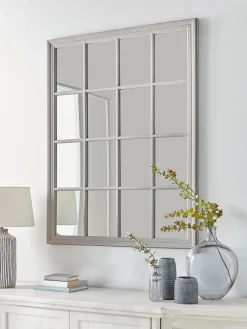 Cox & Cox Decorative Mirrors|Wall Mirrors<Grey Panelled Window Mirror