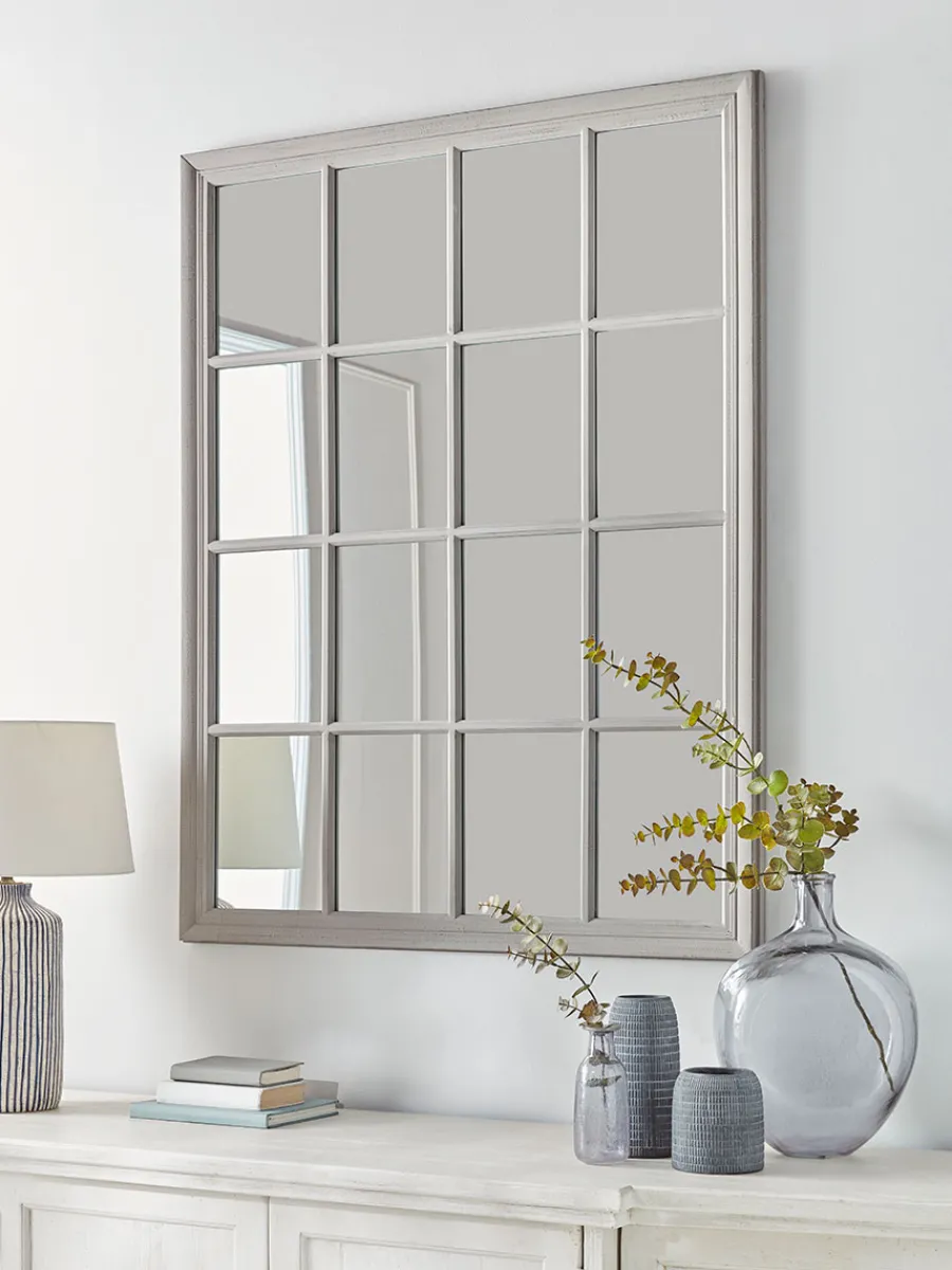 Cox & Cox Decorative Mirrors|Wall Mirrors<Grey Panelled Window Mirror
