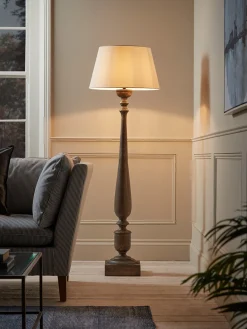 Cox & Cox Floor Lamps<Greywash Turned Floor Lamp