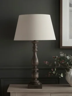 Cox & Cox Table Lamps<Greywash Turned Table Lamp