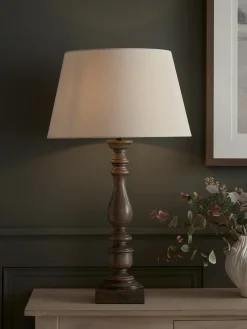 Cox & Cox Table Lamps<Greywash Turned Table Lamp