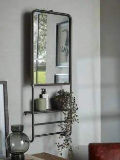 Cox & Cox Wall Mirrors<Industrial Mirror Shelf Rack