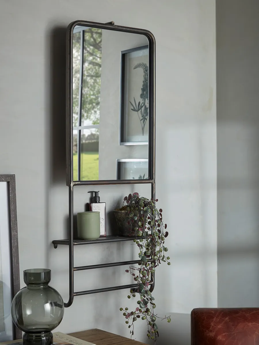 Cox & Cox Wall Mirrors<Industrial Mirror Shelf Rack