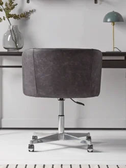 Cox & Cox Office Chairs<Leather Wheeled Tub Chair - Vintage Black