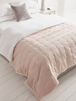 Cox & Cox Bedding|Bedding<Lightweight Cross Stitch Bedspread - Blush