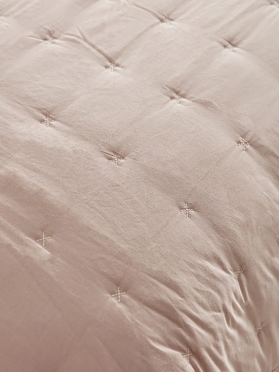 Cox & Cox Bedding|Bedding<Lightweight Cross Stitch Bedspread - Blush
