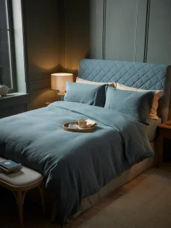 Cox & Cox Bedding|Bedding<Luxury Linen King Duvet Cover - Nordic Blue