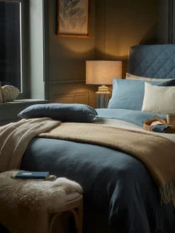 Cox & Cox Bedding|Bedding<Luxury Linen King Duvet Cover - Nordic Blue