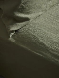 Cox & Cox Bedding|Bedding<Luxury Linen King Fitted Sheet - Olive Green