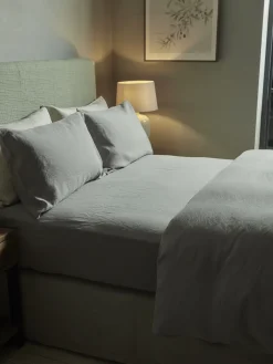 Cox & Cox Bedding|Bedding<Luxury Linen King Fitted Sheet - Dove Grey