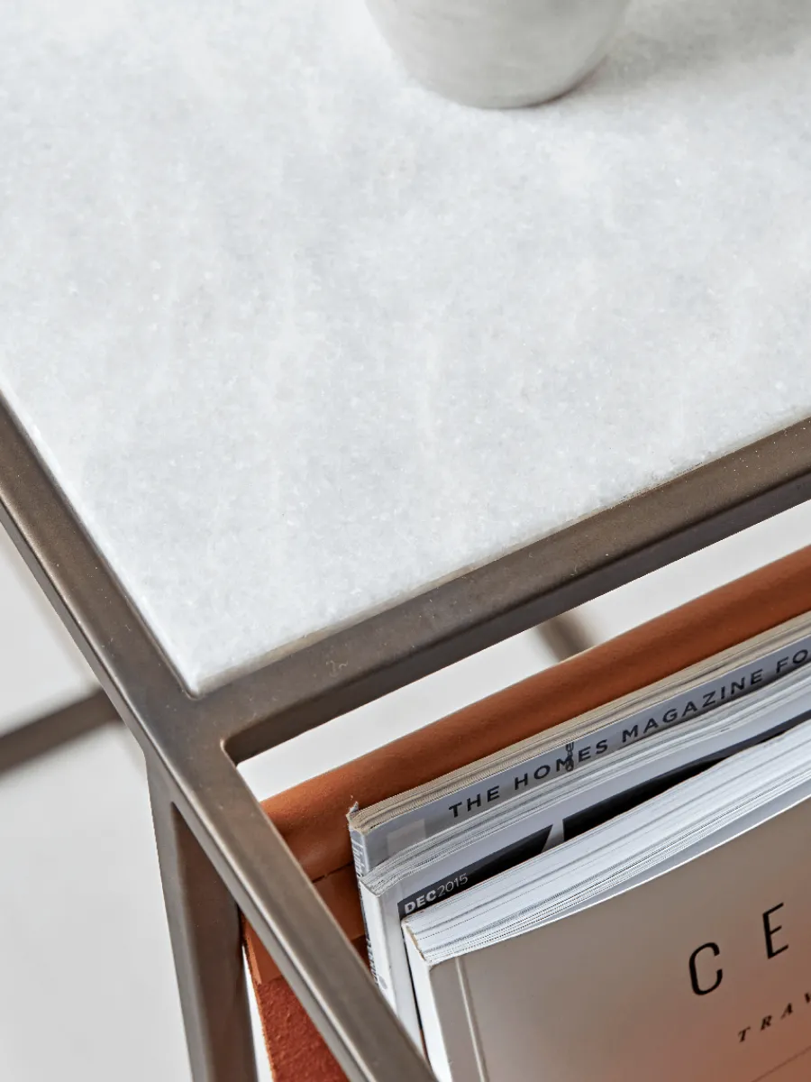 Cox & Cox Side Tables<Marble Side Table with Magazine Rack - Slim