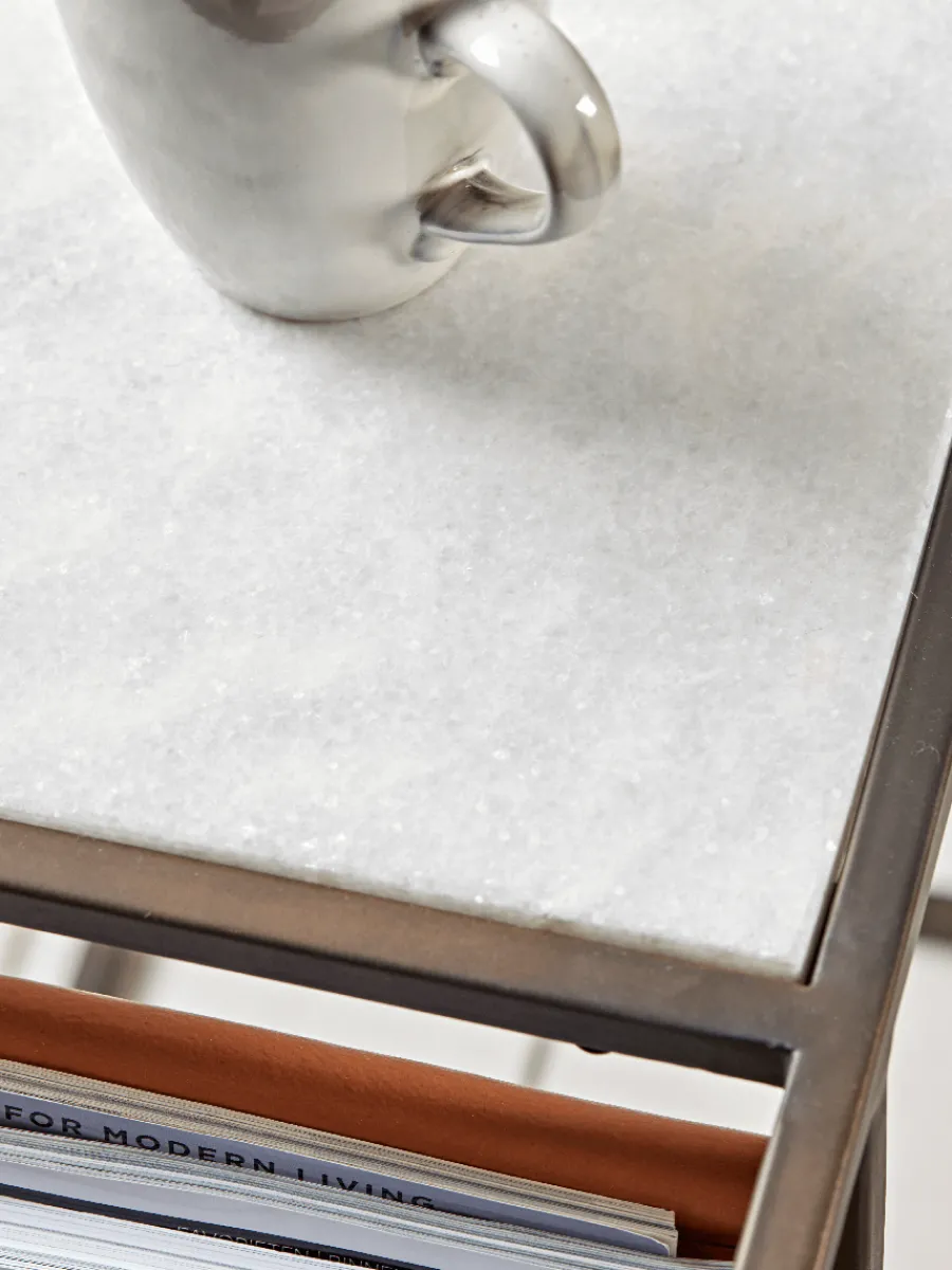 Cox & Cox Side Tables<Marble Side Table with Magazine Rack - Slim