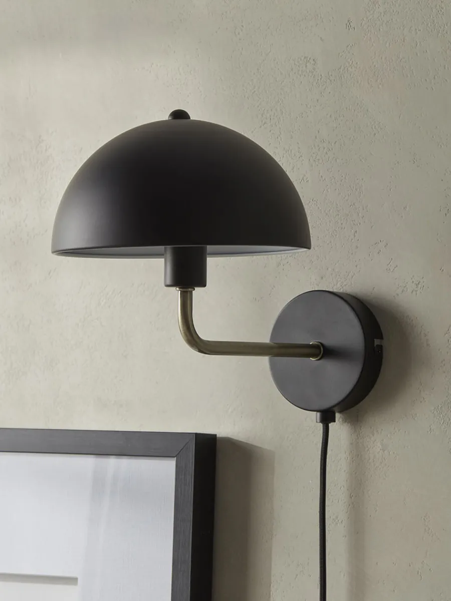 Cox & Cox Wall Lights<Metal Dome Wall Light - Black