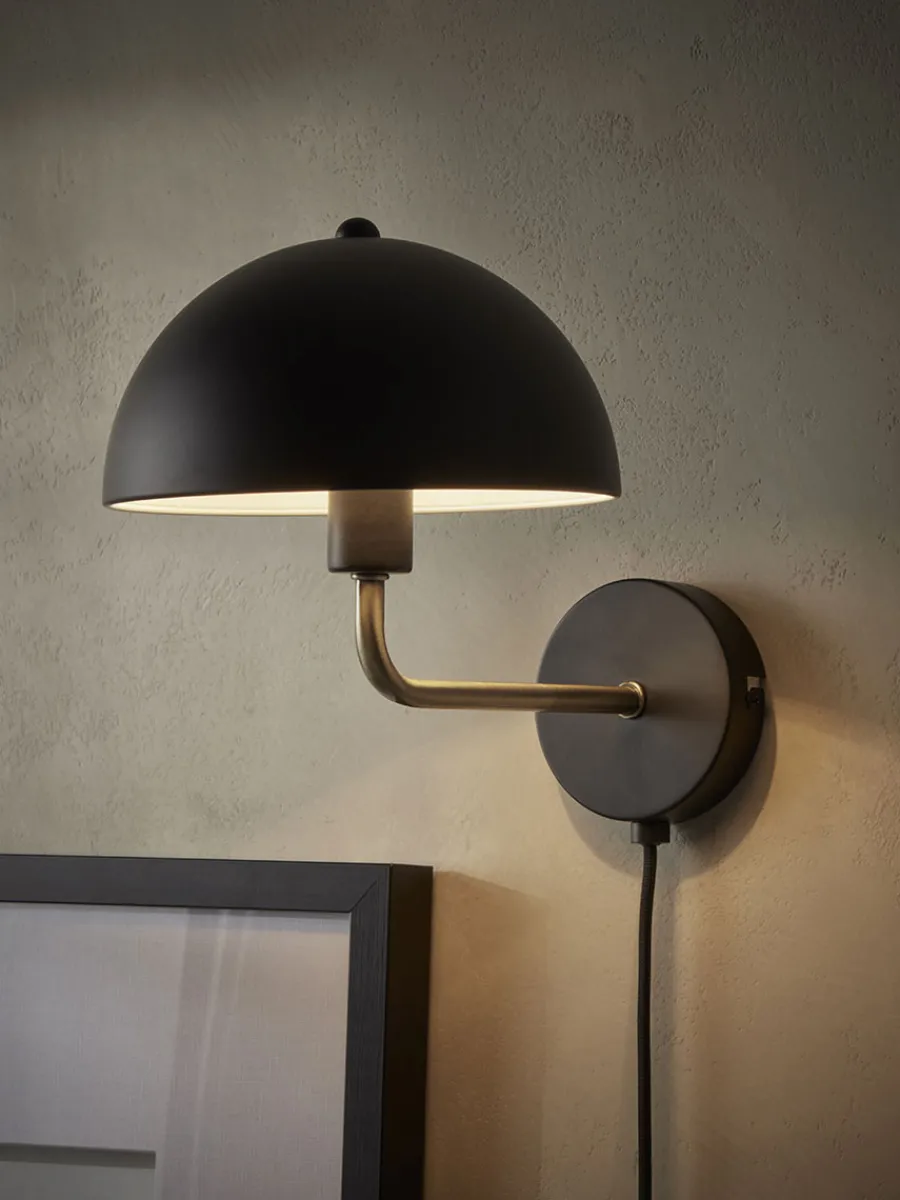 Cox & Cox Wall Lights<Metal Dome Wall Light - Black